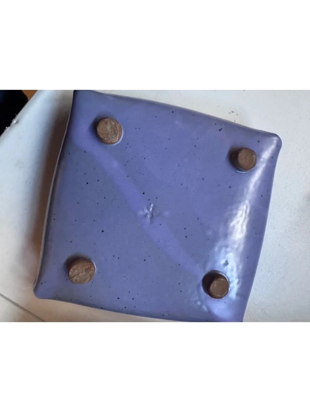 Paul Anthony Anthony Stoneware Square Serving Bowl 10 x 10\.5 Lavender Signed